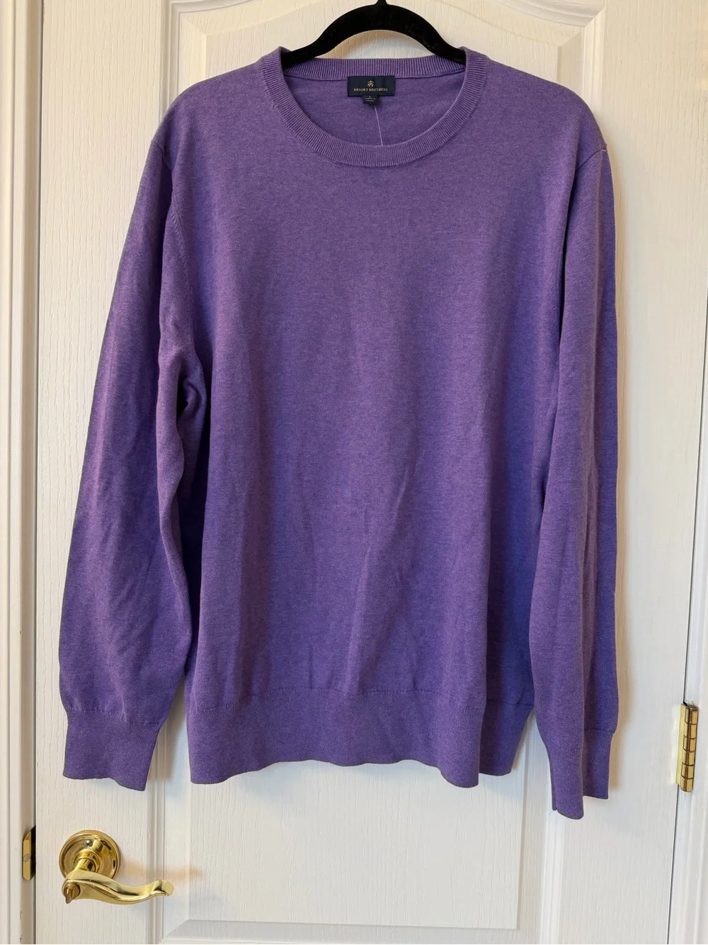 Brooks Brothers Men’s Large Purple 100% Cotton Crewneck Sweater NWT